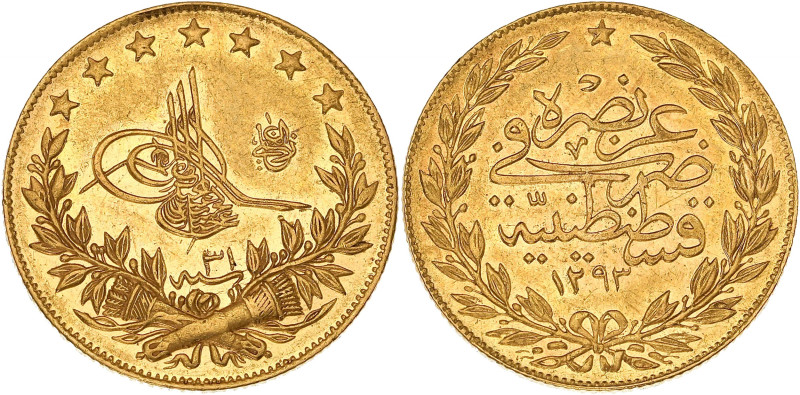 TURQUIE - TURKEY
Abdülhamid II (1876-1909). 100 kurush AH1293/31 (1906).
Fr.143 ...