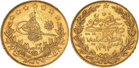 TURQUIE - TURKEY
Abdülhamid II (1876-1909). 100 kurush AH1293/32 (1907).
Fr.143 ; Or - 7,22 g - 22 mm - 12 h
Superbe.