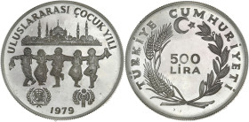TURQUIE - TURKEY
République (1923- à nos jours). Piéfort de 500 lira 1979.
KM.PN1 ; Argent - 46,66 g - 39 mm - 12 h
Très rare piéfort. Superbe.