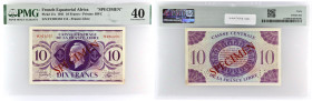 AFRIQUE ÉQUATORIALE FRANÇAISE - FRENCH EQUATORIAL AFRICA
10 francs SPECIMEN type “Brazzaville” 1941.
P.11s.
Alphabet FC - numéro 931553, avec une doub...