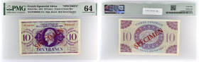 AFRIQUE ÉQUATORIALE FRANÇAISE - FRENCH EQUATORIAL AFRICA
10 francs SPECIMEN 1944.
P.16as.
Top Pop : c’est le seul et le plus bel exemplaire gradé ! Al...