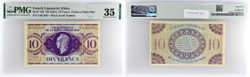 AFRIQUE ÉQUATORIALE FRANÇAISE - FRENCH EQUATORIAL AFRICA
10 francs type Caisse centrale de la France d’Outre-Mer - grand numéro ND (1943).
P.16d.
C’es...