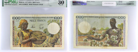 AFRIQUE ÉQUATORIALE FRANÇAISE - FRENCH EQUATORIAL AFRICA
1000 francs ND (1957).
P.34.
Alphabet L.6 - numéro 32913, avec une femme sur le côté gauche q...