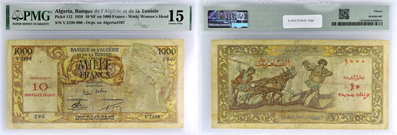 ALGÉRIE - ALGERIA
10 nouveaux francs surchargé sur 1000 francs 28-4-1958.
P.112....