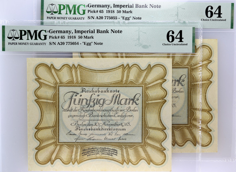 ALLEMAGNE - GERMANY
Lot (2) - 50 mark 30 novembre 1918.
P.65.
Lot (2) - 50 mark ...
