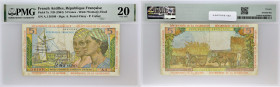 ANTILLES FRANÇAISES - FRENCH ANTILLES
5 francs avec le portrait de deux femmes petit numéro ND (1964).
P.7a.
Alphabet A.1 - numéro 56109, c’est la pre...