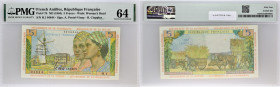 ANTILLES FRANÇAISES - FRENCH ANTILLES
5 francs avec le portrait de deux femmes ND (1964).
P.7b.
Alphabet H.1 - numéro 04844. C’est la plus petite coup...