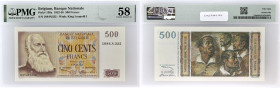 BELGIQUE - BELGIUM
500 francs 10-11-1952.
P.130a.
Alphabet 1084.N.332 - numéro 027087332, type très rare et recherché dans cet état de conservation. P...