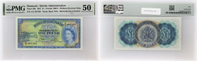 BERMUDES - BERMUDA
1 pound type “Admnistration britannique” 1er mai 1957.
P.20b.
Alphabet A/2 - numéro 487350, type recherché dans les états de conser...