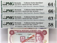 BERMUDES - BERMUDA
Lot (4) - 5-10-20 et 100 Dollars SPECIMEN 1978/1984.
P.29CS1 - P.30CS1 - P.31CS1 - P.33CS1.
Lot (4) - Spécimen pour le 5, 10, 20 et...