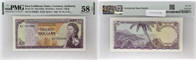 CARAÏBES - CARIBBEAN
20 dollars 1965.
P.15e.
Alphabet A5 - numéro 023669, avec le type de signature numéro “5”. Au recto, le portrait de la reine Elis...