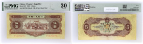 CHINE - CHINA
5 yuan 1956.
P.872.
Série 150 - numéro 2337761.
PMG 30 Very Fine (1916391-066). 
Très bel exemplaire. TTB.