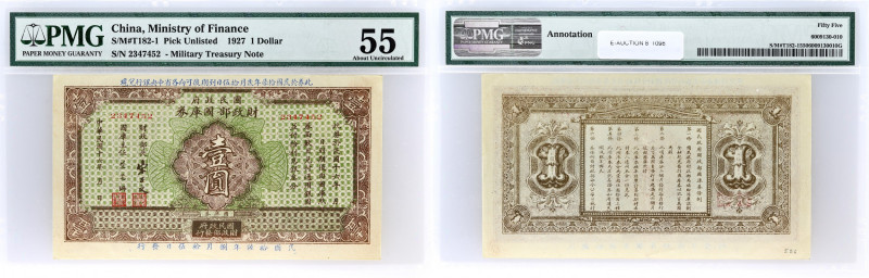 CHINE - CHINA
1 dollar - Ministère des finances 1927.
P.unlisted.
Pas d’alphabet...