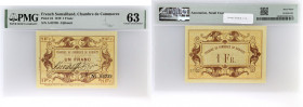 DJIBOUTI
1 franc petit numéro 30 novembre 1919.
P.24.
Série A - numéro 03739, avec signature Kervolen et la 2ème signature non identifiée. Ce type est...