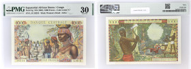 ÉTATS DE L’AFRIQUE ÉQUATORIALE - EQUATORIAL AFRICAN STATES
1000 francs - lettre C (Congo) ND (1963).
P.5g.
Alphabet L.18 C - numéro 16234, avec la let...