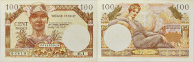 FRANCE
100 francs type “Trésor Public” ND (1955).
P.M11a - VF.34.01.
Alphabet M.1 - numéro 03919, avec le buste de Mercure au recto sur le côté droit ...