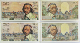 FRANCE
Lot (2) - 1000 francs type 1953 “Richelieu” 1956.
P.134a - F.42.19/F.42.20.
Lot (2) - 1000 francs Richelieu : alphabet H.238 - numéro 51145 du ...