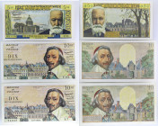 FRANCE
Lot (3) - 5 nouveaux francs 1959 type “Victor Hugo” et 2 x 10 nouveaux francs 1959 type “Richelieu” 1959/1961.
P.141 - F.56.07 / P.142 - F.57.0...