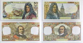 FRANCE
Lot (2) - 50 francs type 1963 “Racine” et 100 francs type 1964 “Corneille” 1973/1977.
P.148d - F.64.24 / P.149f - F.65.56.
Lot (2) - billets Ba...