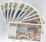 FRANCE
Lot (12) - 5 x 20 francs type 1980 “Debussy” et 7 x 50 francs type 1976 “Quentin de La Tour” 1978/1997.
P.151 - F.66/F.66bis/F.66ter / P.152 - ...