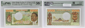 GABON
10000 francs avec le portrait du président Ali Bongo 1978.
P.5b.
Alphabet Q.5 - numéro 60338, avec le portrait du président Ali Bongo Ondimba su...