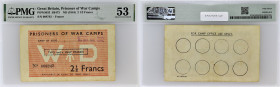 GRANDE-BRETAGNE - UNITED KINGDOM
2.50 francs - numéro camp 221 ND (1944).
POW.5033 - SB.473.
Numéro 008742, c’est un billet de banque utilisé dans un ...