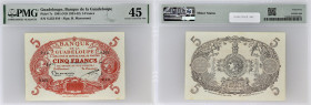 GUADELOUPE
5 francs type 1901 “Cabasson” rouge ND (1943).
P.7c.
Alphabet S.252 - numéro 910, type recherché dans ces états de conservation. A noter, s...