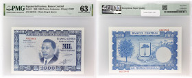 GUINÉE ÉQUATORIALE - EQUATORIAL GUINEA
1000 pesetas 12 octobre 1969.
P.3.
Pas d’alphabet, numéro 0327841, type rare et recherché.
Magnifique exemplair...