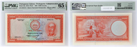 GUINÉE PORTUGAISE - PORTUGUESE GUINEA
1000 escudos 1964.
P.43a.
Pas d’alphabet, numéro 204131. Type recherché dans cet état de conservation.
PMG 65 EP...