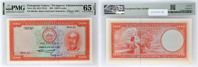 GUINÉE PORTUGAISE - PORTUGUESE GUINEA
1000 escudos 1964.
P.43a.
Pas d’alphabet, numéro 204142. Type recherché dans cet état de conservation.
PMG 65 EP...