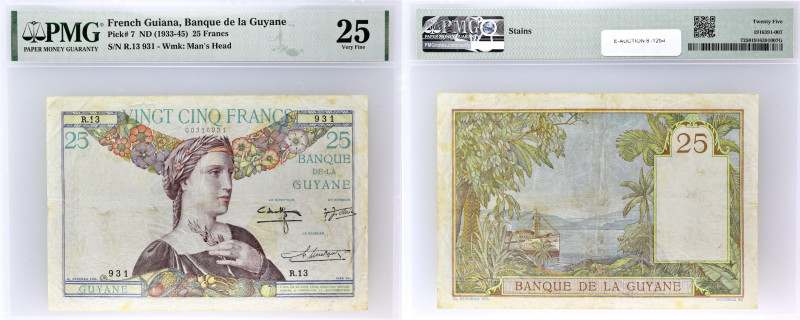 GUYANE FRANÇAISE - FRENCH GUIANA
25 francs ND (1942).
P.7.
Alphabet R.13 - numér...