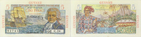 GUYANE FRANÇAISE - FRENCH GUIANA
5 francs type “Bougainville” - plus grand numéro connu ND (1946).
P.19a.
Alphabet C.24 - numéro 93745, la série 24 es...