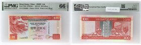 HONG KONG
100 dollars 1er janvier 2001.
P.203d.
Alphabet JV - numéro 620605.
PMG 66 EPQ Gem Uncirculated (1916392-022). 
Qualité exceptionnelle. NEUF....