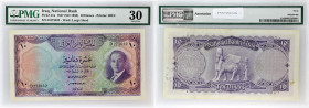 IRAK - IRAQ
10 dinars type “Roi Fayçal portrait jeune” 1947.
P.41a.
Alphabet D - numéro 273632, avec le portrait du Roi Fayçal II enfant sur le côté d...