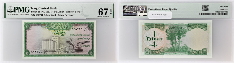 IRAK - IRAQ
1/4 dinar ND (1971).
P.56.
C’est le second plus haut grade ! Alphabe...