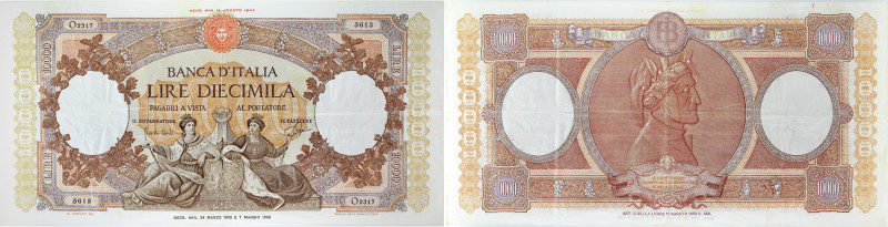 ITALIE - ITALY
10000 lire 24 mars 1962.
P.89d.
Alphabet O.2317 - numéro 5613, ty...