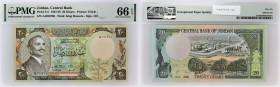 JORDANIE - JORDAN
20 dinars 1988.
P.21c.
Alphabet AJ - numéro 020700.
PMG 66 EPQ Gem Uncirculated (8089754-010). 
Qualité exceptionnelle. NEUF.