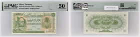 LIBYE - LIBYA
10 piastres 1951.
P.6.
Alphabet K/8 - numéro 442528.
PMG 50 About Uncirculated (1916391-018). 
Magnifique exemplaire. SUP+.