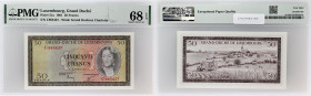 LUXEMBOURG
50 francs 1961.
P.51a.
Top Pop : c’est le plus bel exemplaire gradé ! Alphabet C - numéro 985347, avec le portrait de la grande-duchesse Ch...