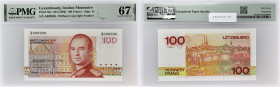 LUXEMBOURG
100 francs numéro spécial 1986.
P.58a.
Alphabet A - numéro 999926, numéro spécial avec 4 répétition du chiffre 9 et donc parmi les derniers...