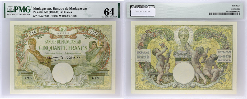 MADAGASCAR
50 francs ND (1937-47).
P.38.
Alphabet Y.977 - numéro 618. Signatures...