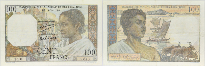 MADAGASCAR
100 francs 1950.
P.46a.
Alphabet E.843 - numéro 150.
Très bel exempla...