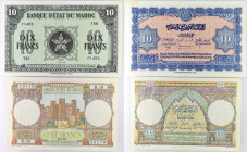 MAROC - MOROCCO
Lot (2) - 10 francs et 100 francs 1944/1951.
P.25 - P.45.
Lot (2) - 10 francs avec alphabet F1453 - numéro 799 et 100 francs avec alph...