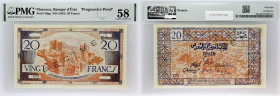 MAROC - MOROCCO
20 Francs type “ÉPREUVE / Progressive proof” sans numéro ND (1943).
P.39pp.
SPECIMEN surchargé et imprimé en noir en oblique au recto ...