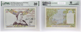 MARTINIQUE
25 francs ND (1938).
P.12.
Alphabet B.65 - numéro 529, type recherché dans tous les états de conservation.
PMG 30 Very Fine (2268940-001). ...