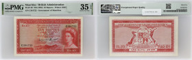 MAURICE (ÎLE) - MAURITIUS 
10 rupees type “portrait reine Elisabeth II” ND (1954).
P.28.
Alphabet C - numéro 581722, type rare et recherché surtout av...