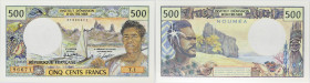NOUVELLE-CALÉDONIE - NEW CALEDONIA
500 francs 1977.
P.60c.
Alpahbet T.1 - numéro 96671, cet exemplaire avec le type Nouméa (impresssion au verso) est ...