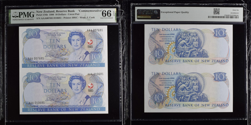 NOUVELLE-ZÉLANDE - NEW ZEALAND
10 dollars - paire non découpée type “Commemorati...