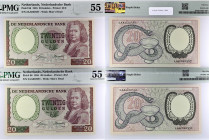 PAYS-BAS - NETHERLANDS
Lot (2) - 20 gulden 8 novembre 1955.
P.86.
Lot (2) - avec Alphabet 2AA - numéro 022587 et 022591, seulement quelques numéros d’...