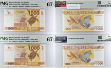 POLYNESIE FRANCAISE - FRENCH POLYNESIA
Lot (2) - 1000 francs avec numéros consécutifs ND (2014).
P.6.
C’est le second plus haut grade ! Alphabet L4 - ...